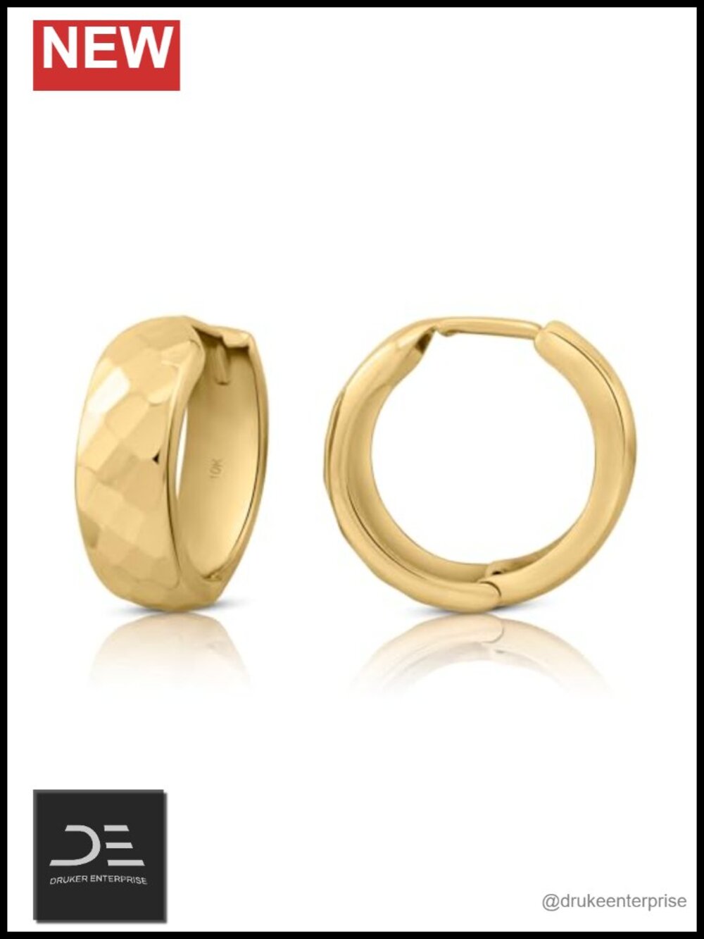10k Solid Gold Honeycomb Huggie Earrings Small or Large